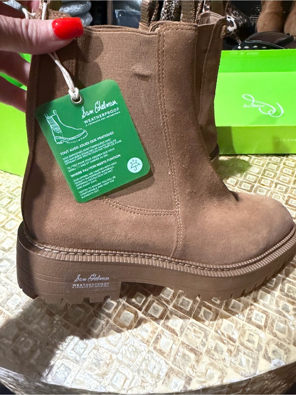 Sam Edelman Brown Suede Chelsea Platform Bootie